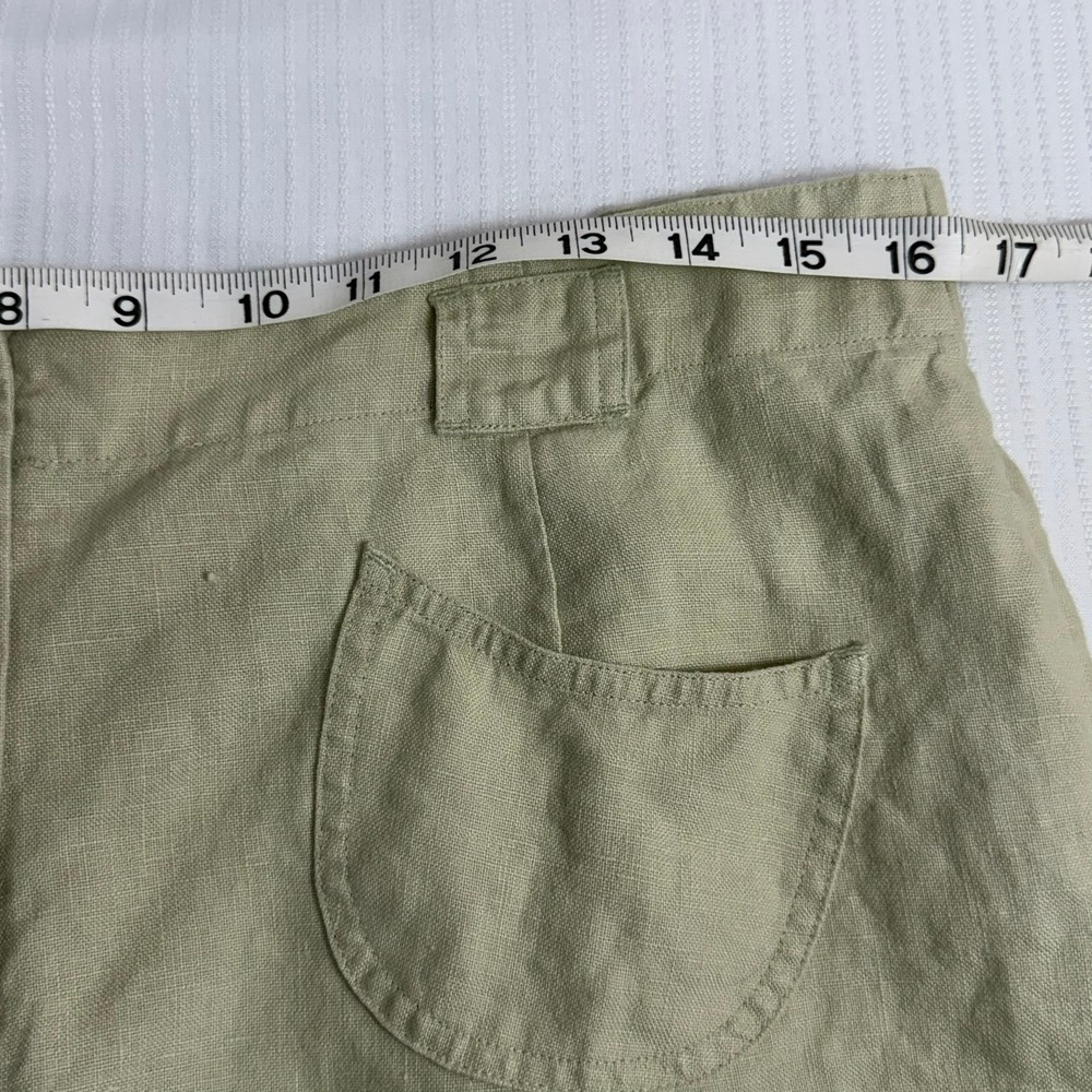 J. Jill Women Pants 10 Pale Lime Green 100% Linen Coastal Minimalist Lagenlook - Picture 5 of 9